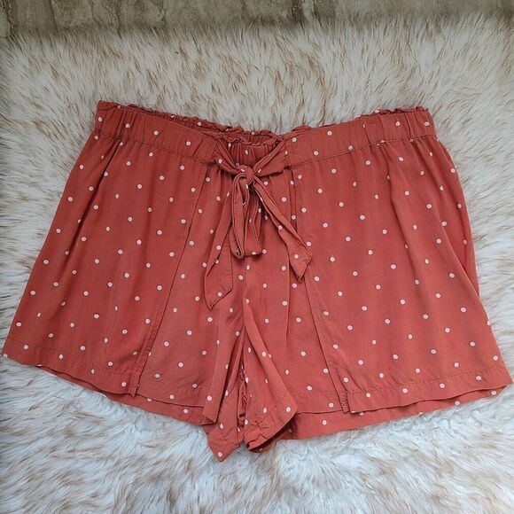 Madewell Drapey Pull-On Shorts Skort Large Polka Dot High Rise Front‎ Tie - Picture 4 of 11